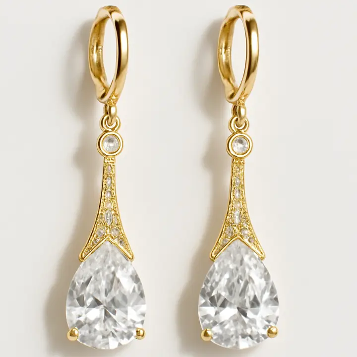 Fashionable gold color Flower white Earrings For Women