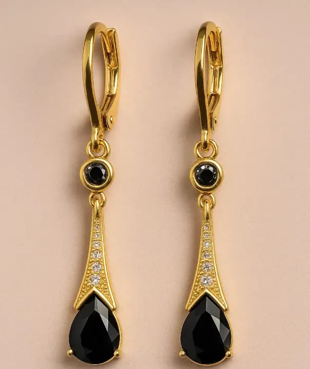 Fashionable gold color Flower black Earrings For Women