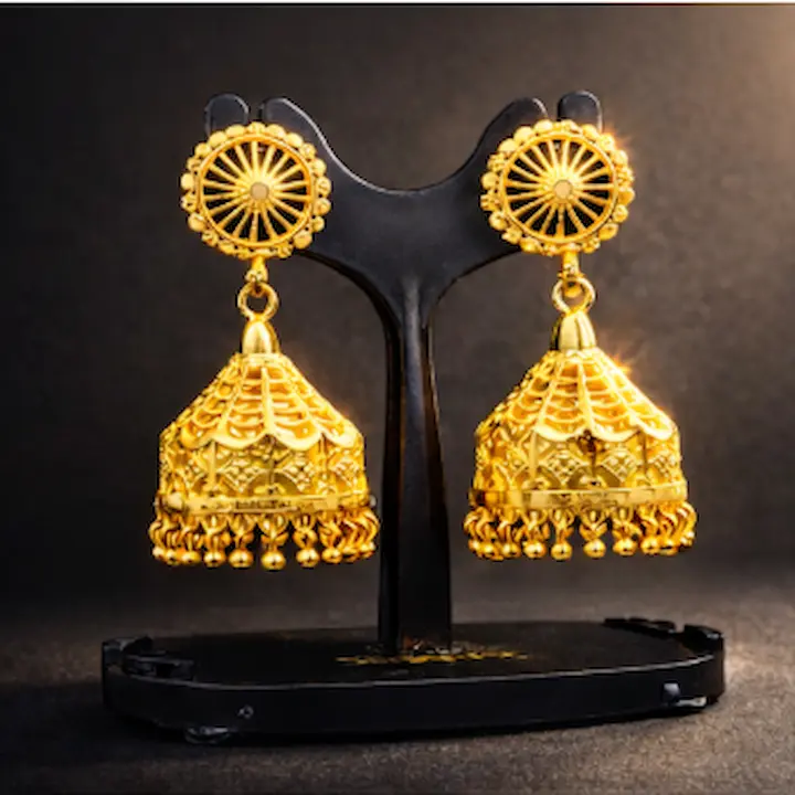 Luxury Gold-Polish Jhumka Earrings